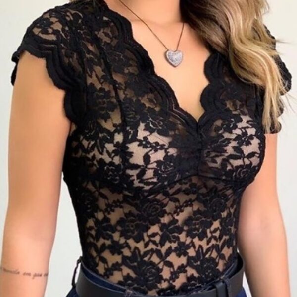 New Women Sexy V Neck Lace Vest Top Sleeveless Solid Wire Free Tops