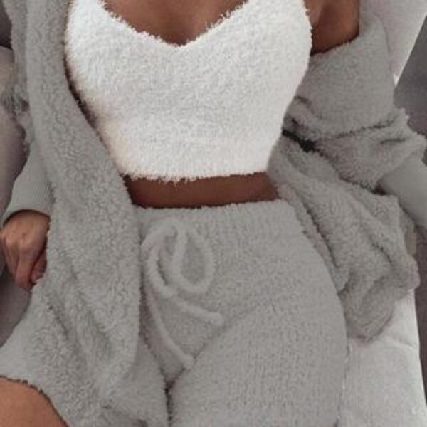 Long Sleeve Crop Tank Top Shorts Pajama Set